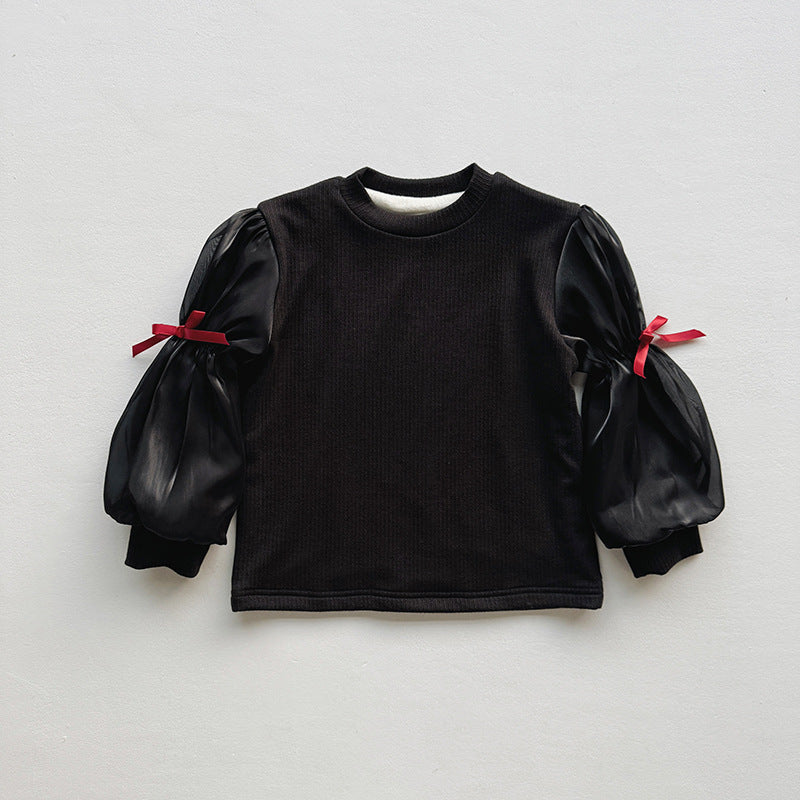 Pige Elegant Puffærmet-top med Satin-detaljer Stilla