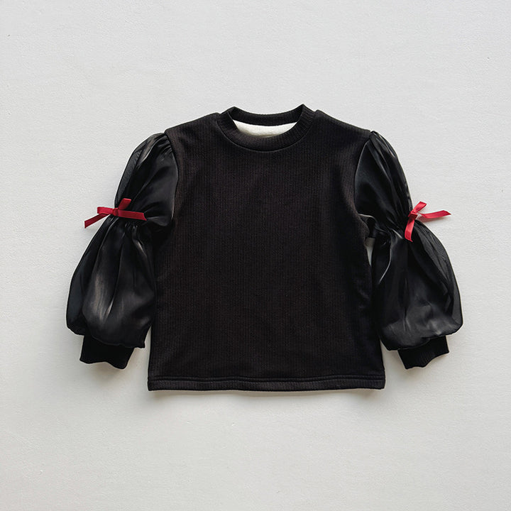 Pige Elegant Puffærmet-top med Satin-detaljer Stilla