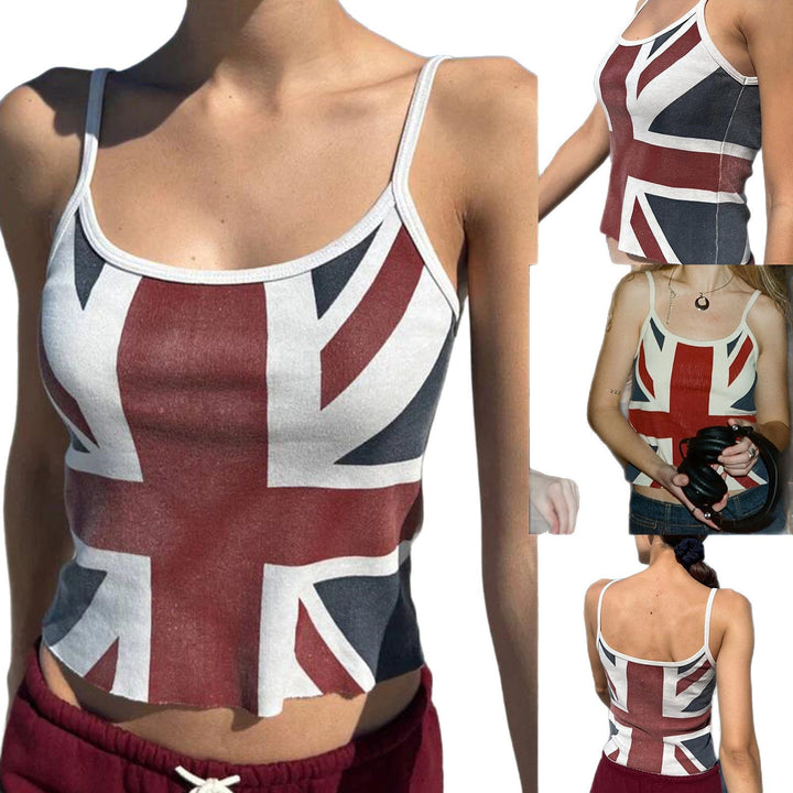 Dame Crop-Top med Britisk Motiv Skovae