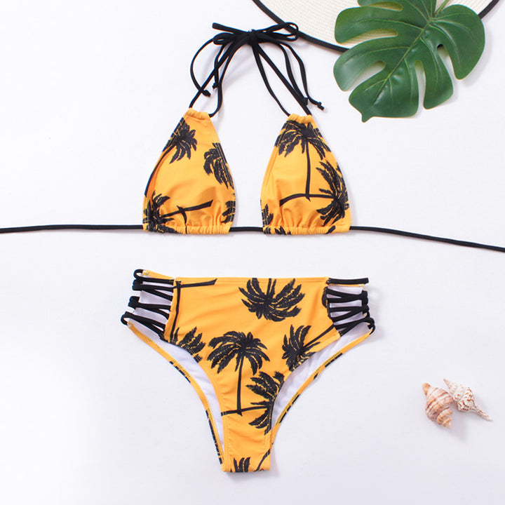 Dame Triangel-Bikini med raffineret snit og legende palmeprint Stilla