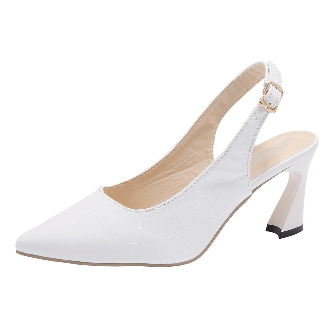 Dame Slingback Pumps med elegant krokodille-prægning og stilfuld blokhæl Stilla