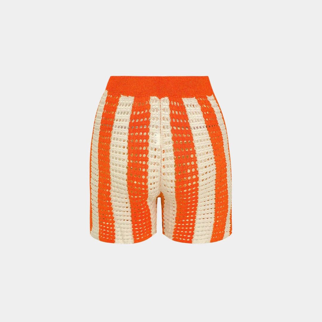 Dame moderigtigt strik-to-dels sæt med luftig kortærmet jakke og shorts Stilla