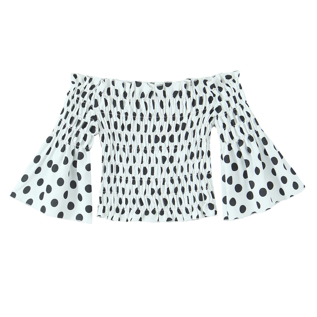 Dame Off-Shoulder Bluse med Volantdetaljer og Polka-Dots Stilla