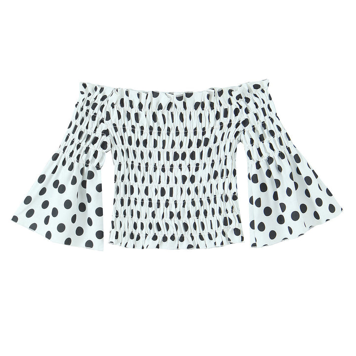 Dame Off-Shoulder Bluse med Volantdetaljer og Polka-Dots Stilla