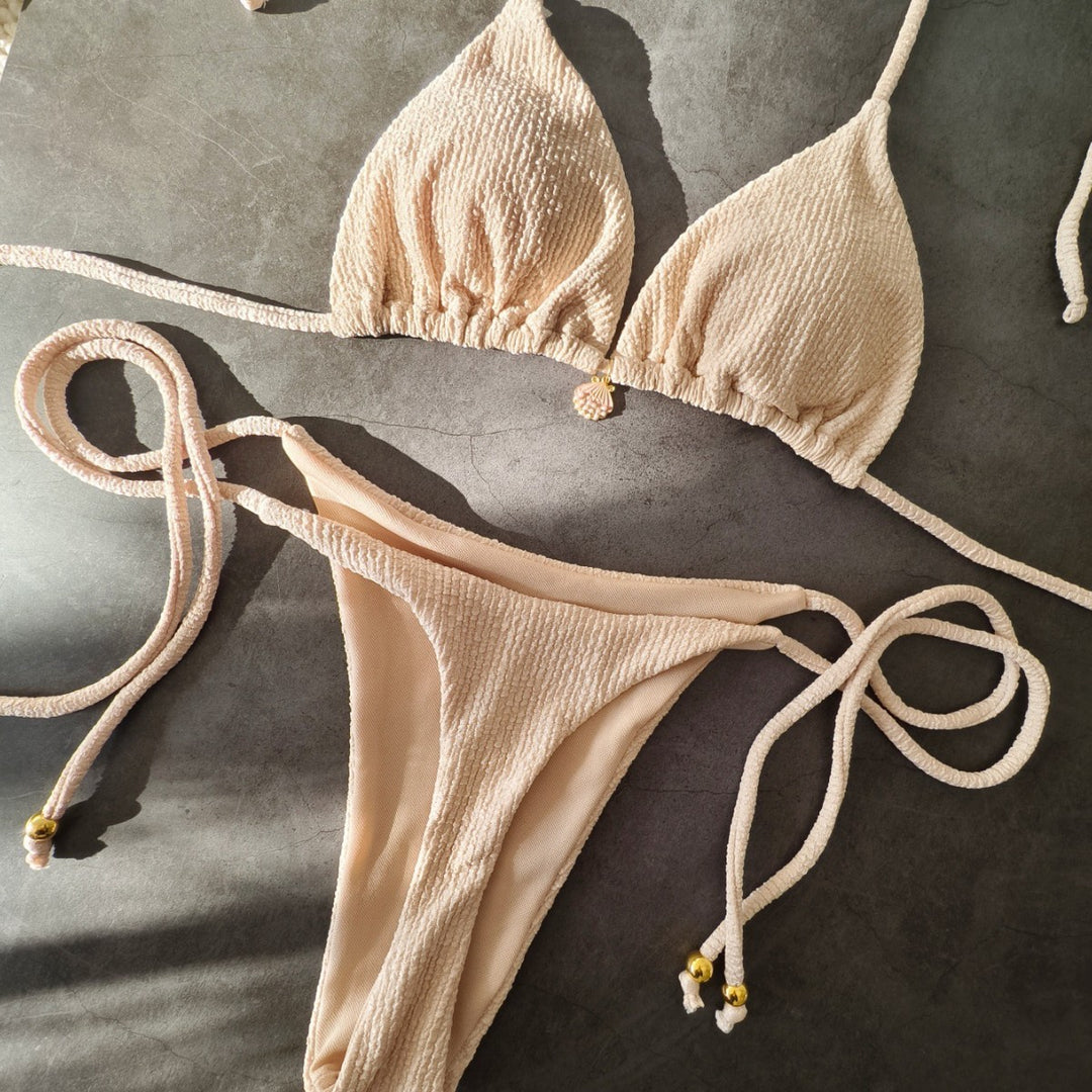 Dame triangel-bikini med elastiske bånddetaljer Skovae