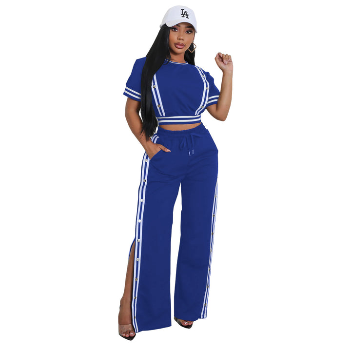 Dame Sporty Sæt med cropped T-shirt og split-bukser Stilla
