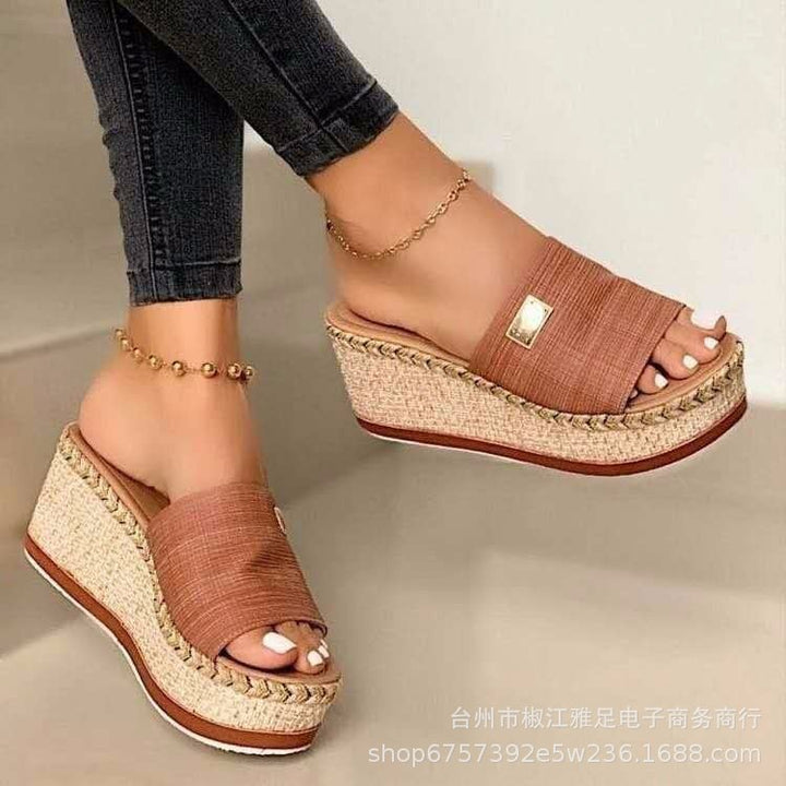 Dame Plateau-Sandaler med trendy Bast-design Stilla