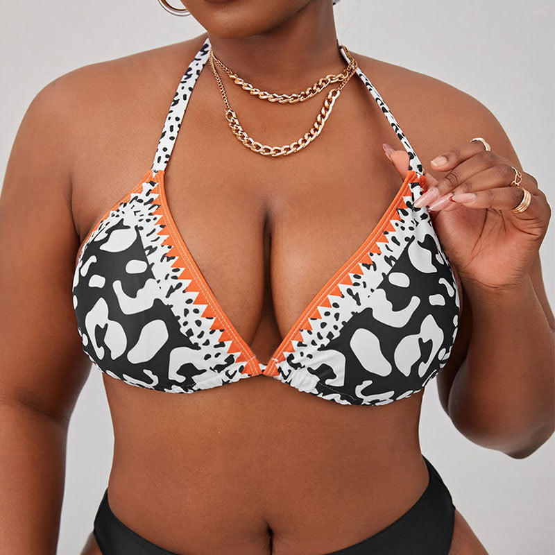 Dame triangel-bikini med moderne leopardtryk og justerbare stropper Skovae