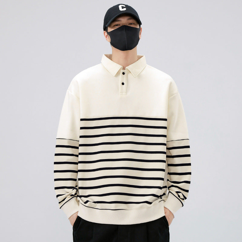 Stribet Pullover Sweatshirt til Herrer Stilla