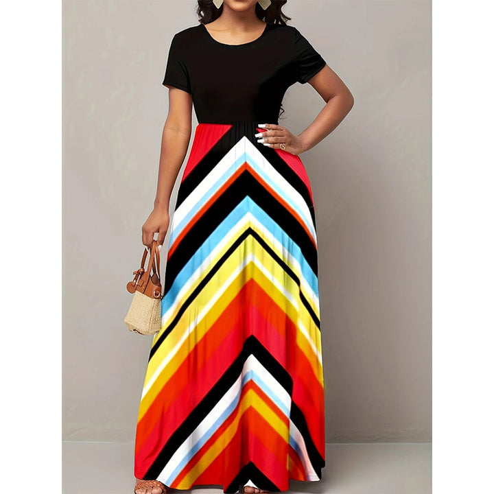 Dame Striber Chevron Maxikjole Stilla