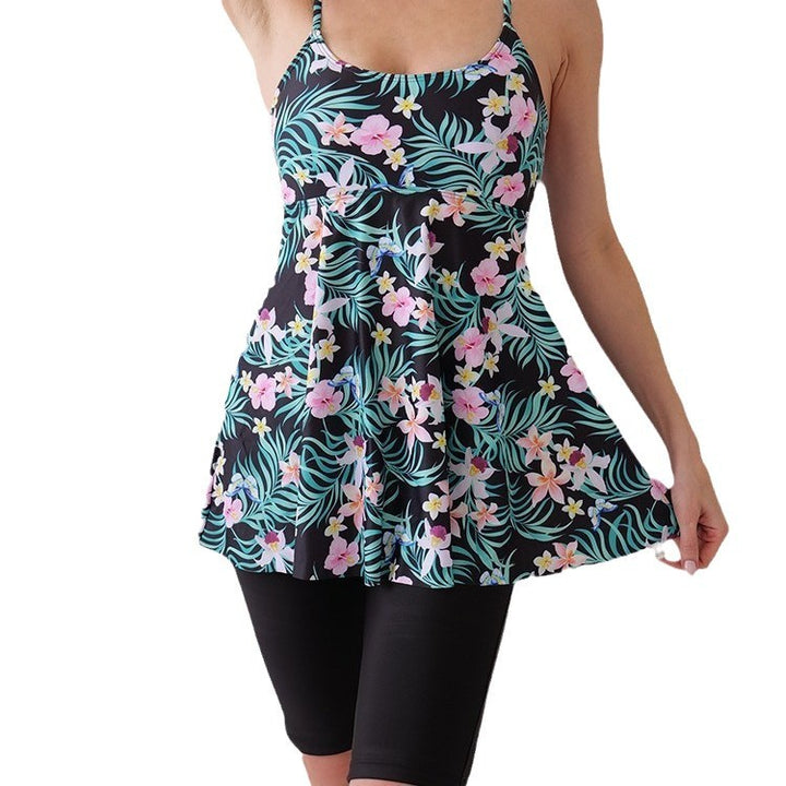 Dame Tankini med feminin A-linje og sporty cykelshorts Stilla