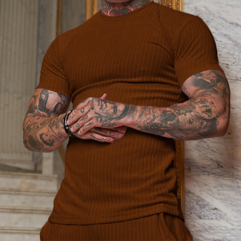 Herrer tætsiddende ribbet T-shirt med åndbart stof Stilla