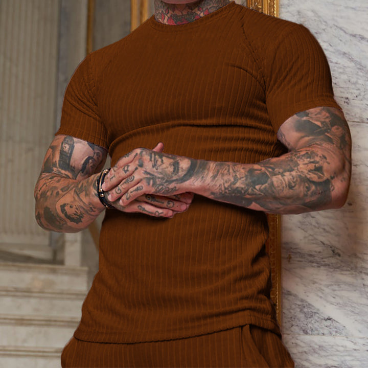 Herrer tætsiddende ribbet T-shirt med åndbart stof Stilla