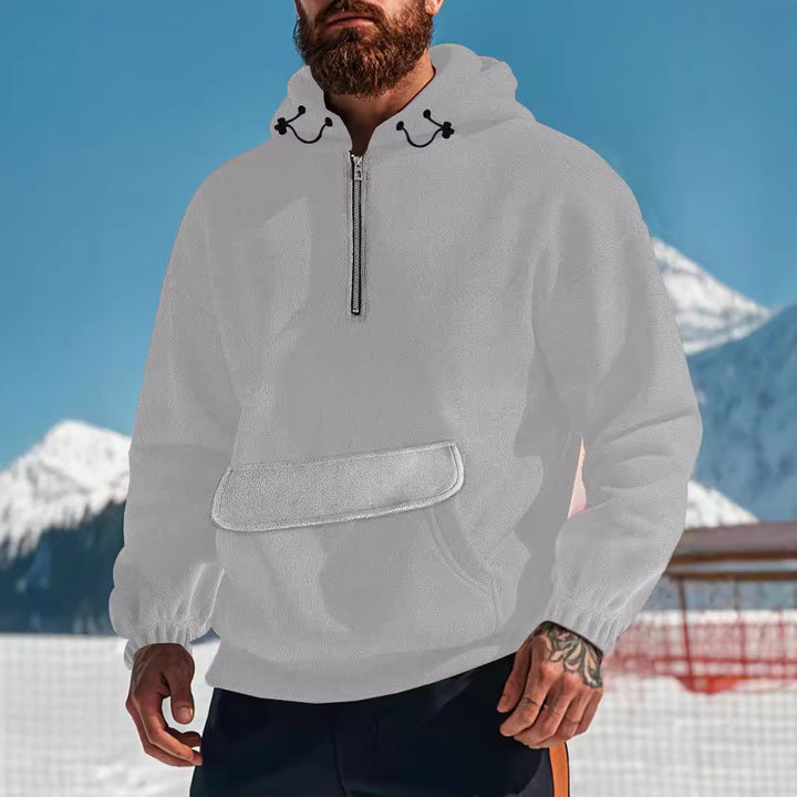 Herrer Fleece-Hoodie med høj hals og praktisk kængurulomme Stilla
