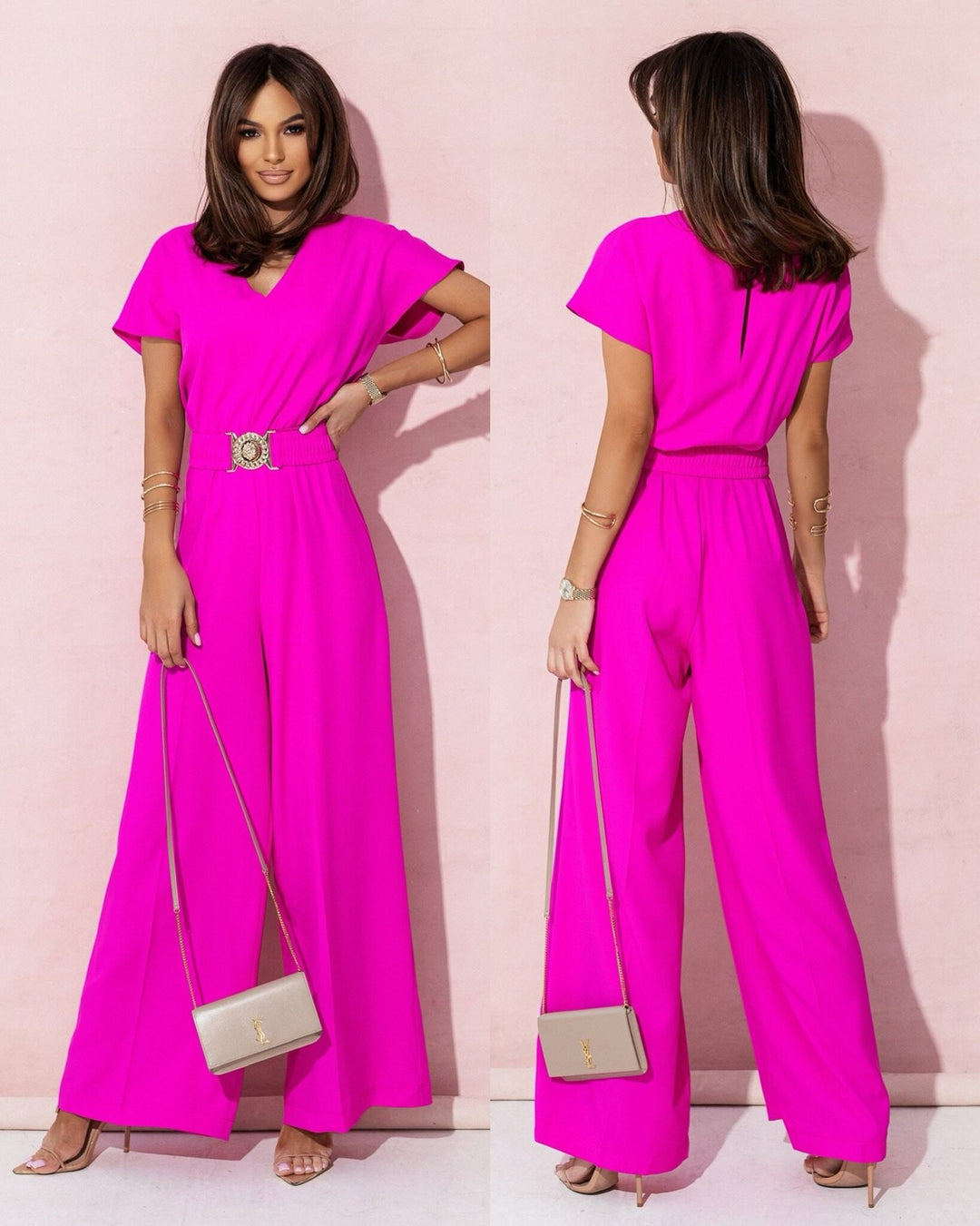 Dame Look Jumpsuit med vidde ben og bælte Stilla