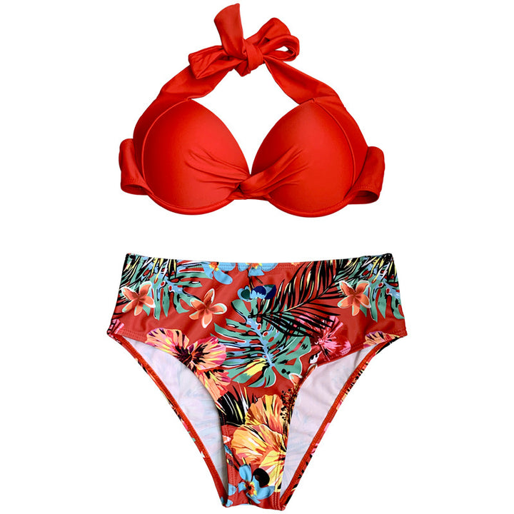 Dame bikini-sæt med knudeformet bustier og højskåret trusser Stilla