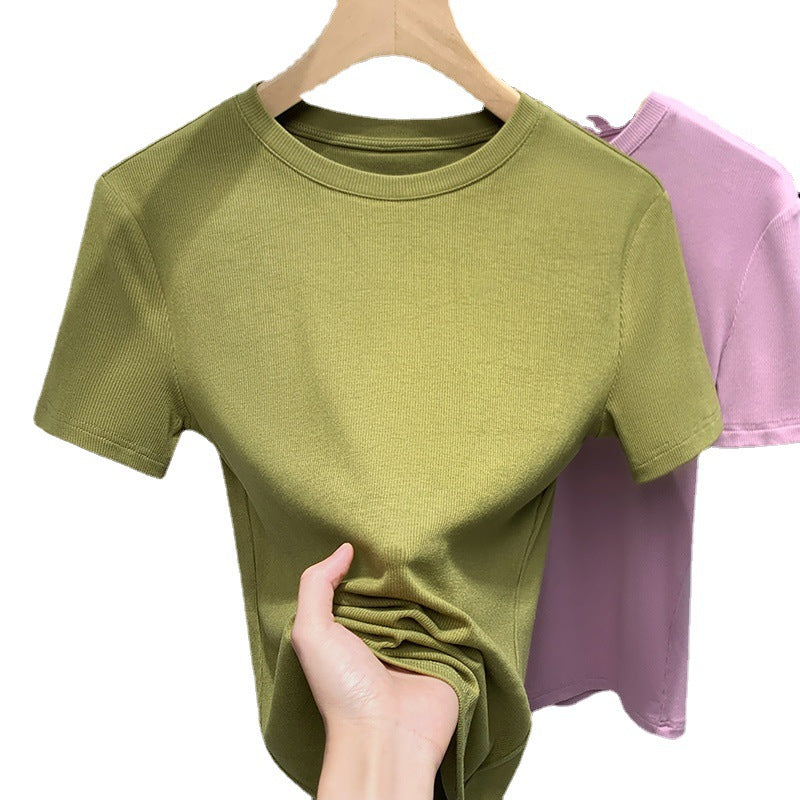 Dame Basic T-Shirt lavet af kvalitets ribmateriale med figursyget snit Stilla