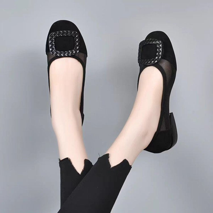 Dame elegante Ballerinas med fashionabel rem og dekorativ spænde Stilla