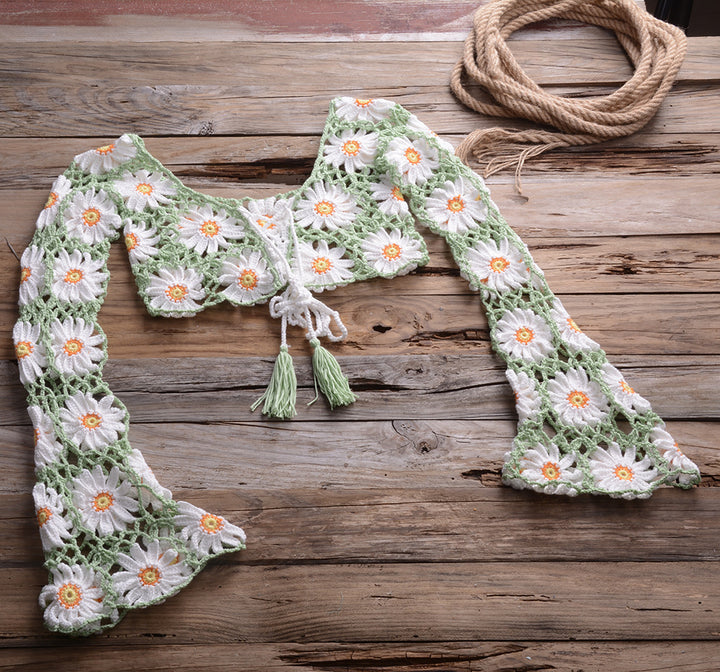 Dame hæklede bluse med florale motiver og lange ærmer Stilla