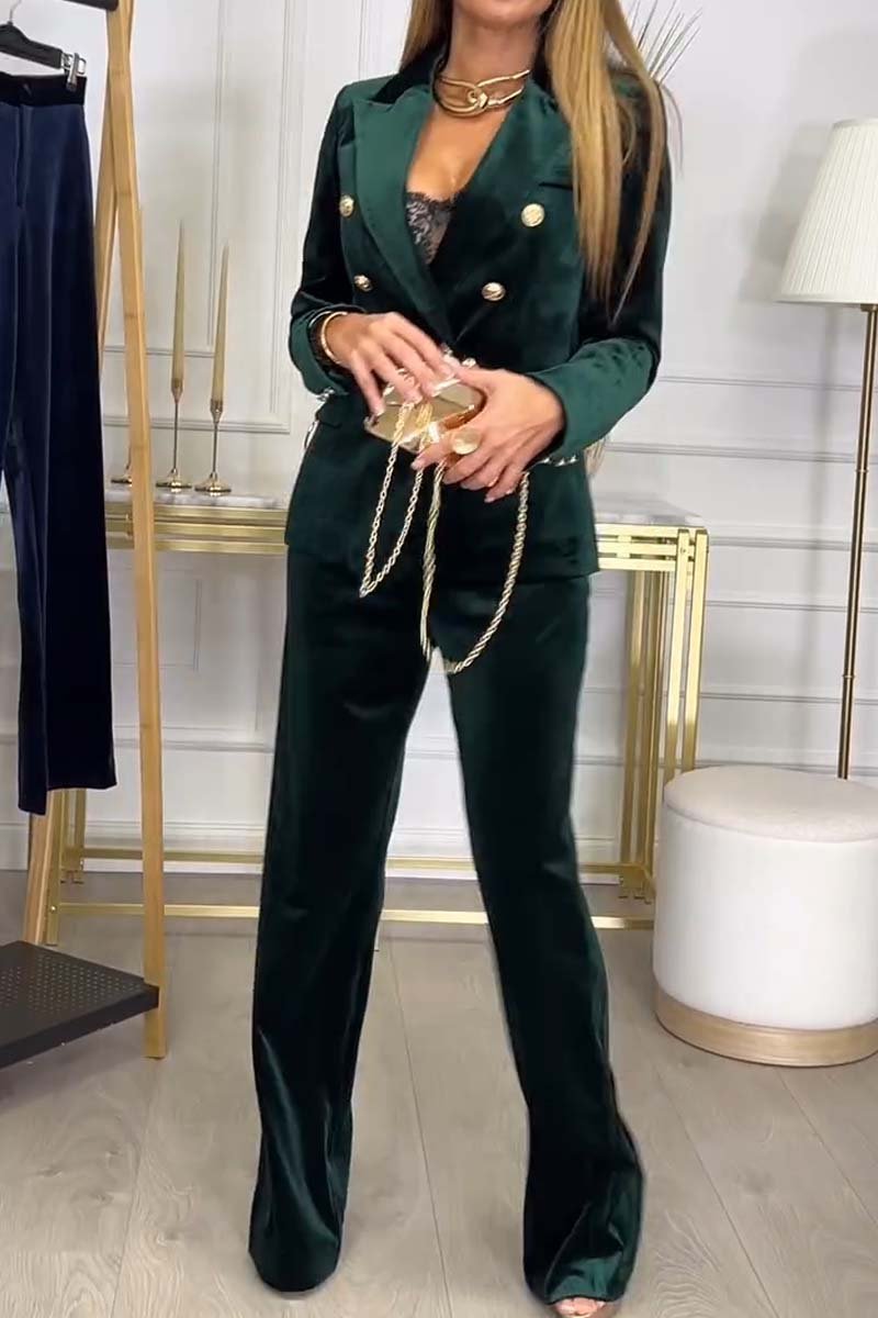 Qvinder Samt Blazer og Bukser i elegant snit Stilla