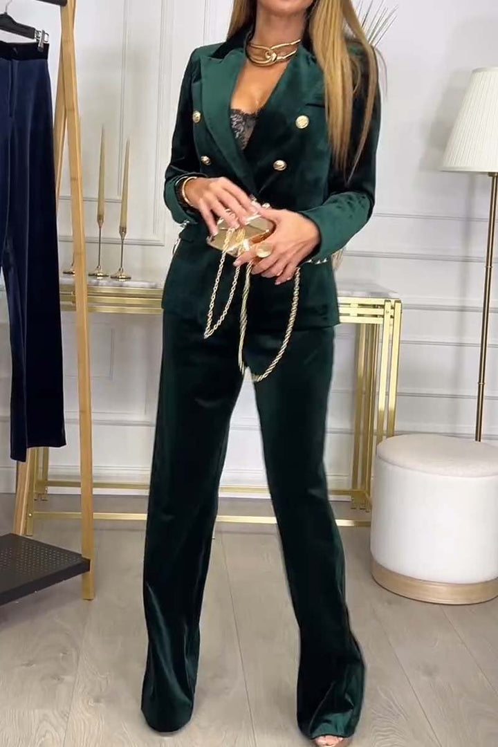Qvinder Samt Blazer og Bukser i elegant snit Stilla