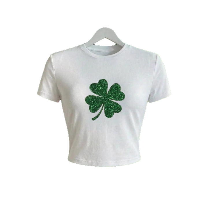 Dame Crop-Top med Glitrende Kløver Motiv Skovae