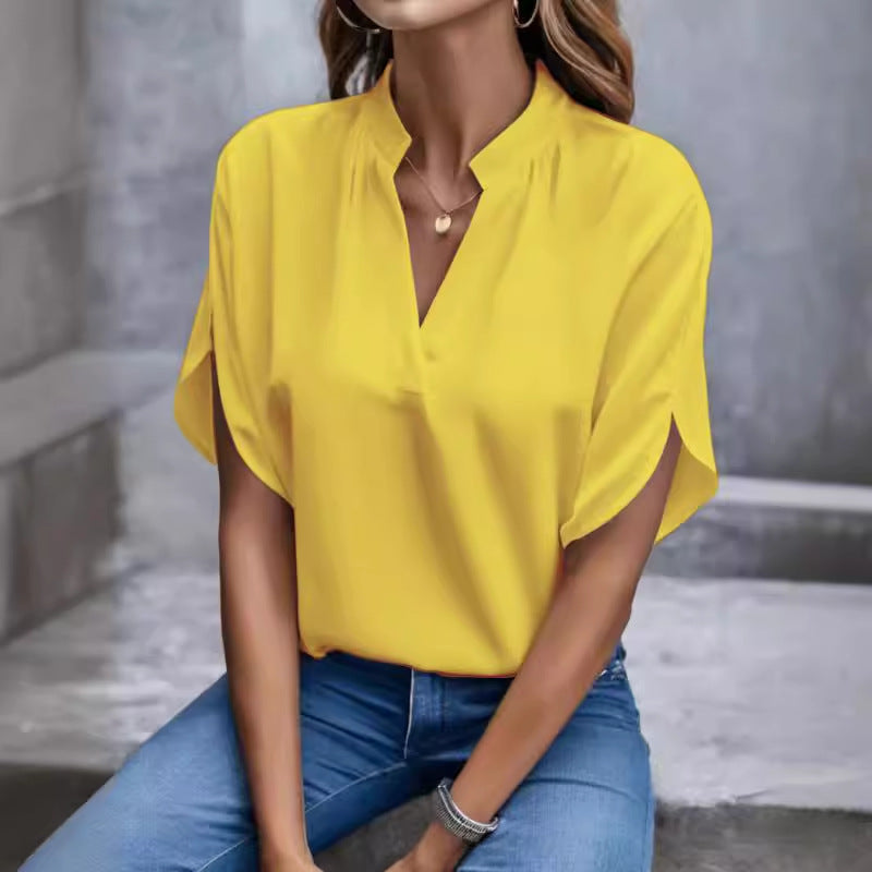Dame elegant bluse med kortærmet Stilla