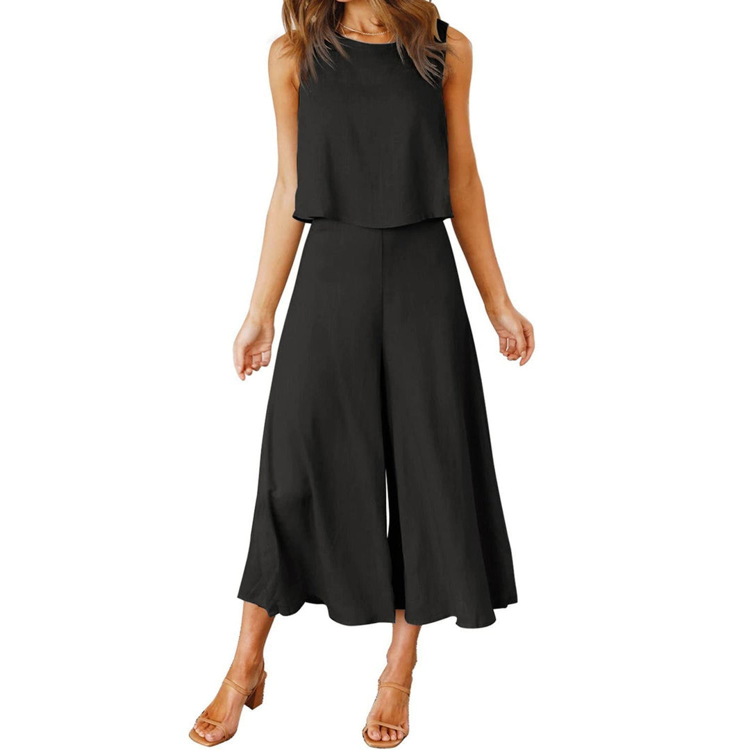 Dame Løs Jumpsuit med Svingende Ben og Ærmeløst Design Skovae