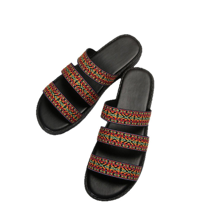 Dame Behagelige sommer-sandaler med farverige flettede stropper Stilla