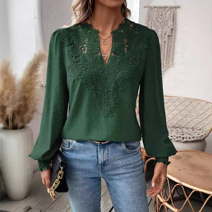 Damebluse med kunstnerisk broderi Stilla