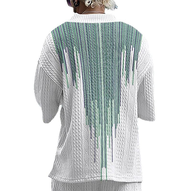 Herrer afslappet oversized T-shirt med V-hals og struktureret design Stilla