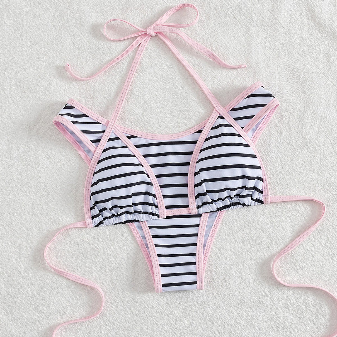 Dame Sporty bikini top med kvalitets stribedesign Skovae
