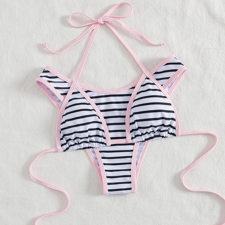 Dame Sporty bikini top med kvalitets stribedesign Skovae