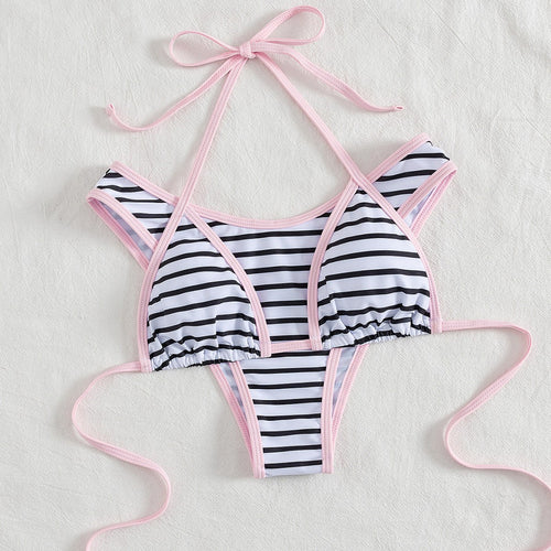 Dame Sporty bikini top med kvalitets stribedesign Skovae