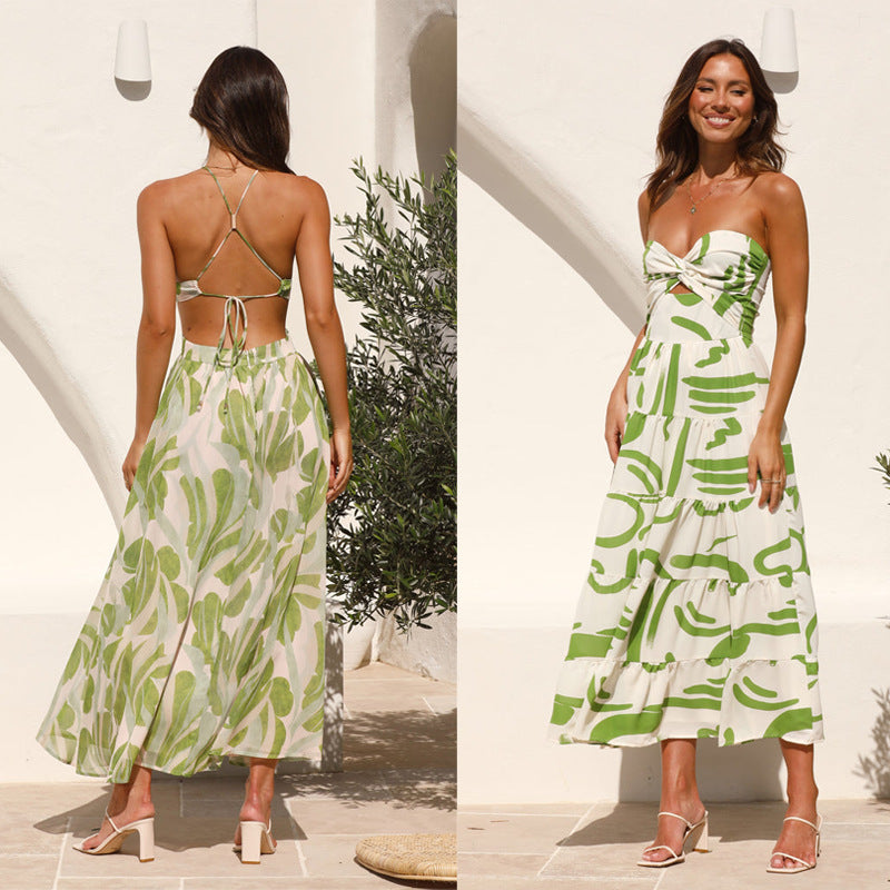 Dame maxikjole med strapless design og legende ruffle detaljer Stilla