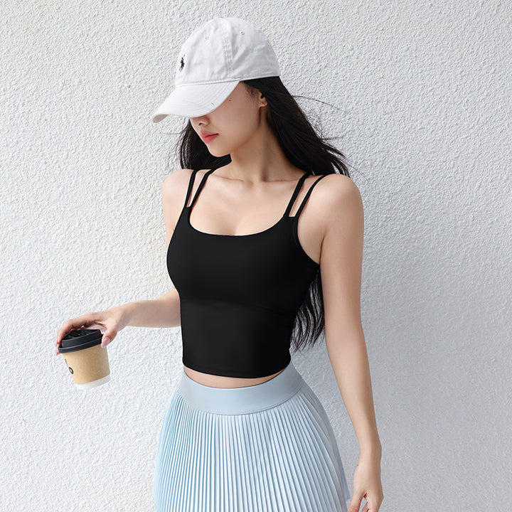 Dame sporty refleksion-top med cut-out-design og second-skin-pasform Stilla