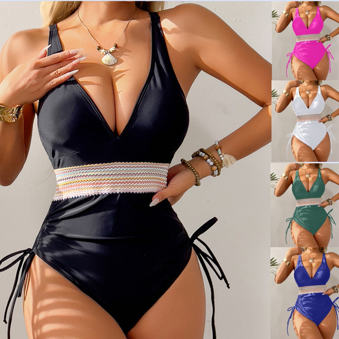 Dame Højskåret Bikini med justerbare Bindebånd Skovae