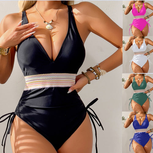 Dame Højskåret Bikini med justerbare Bindebånd Skovae