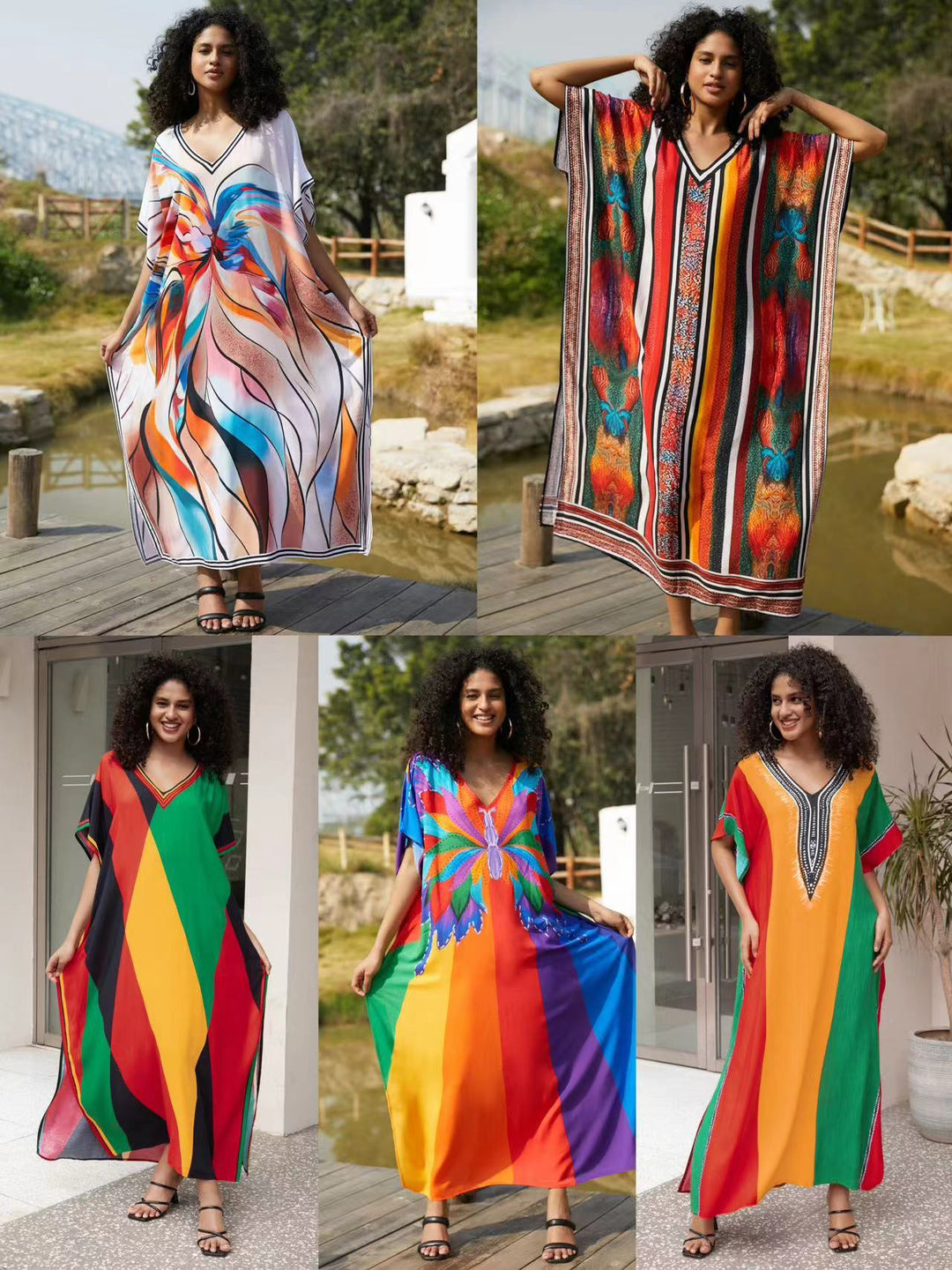 Dame Kaftan med attraktivt snit og livligt design Stilla