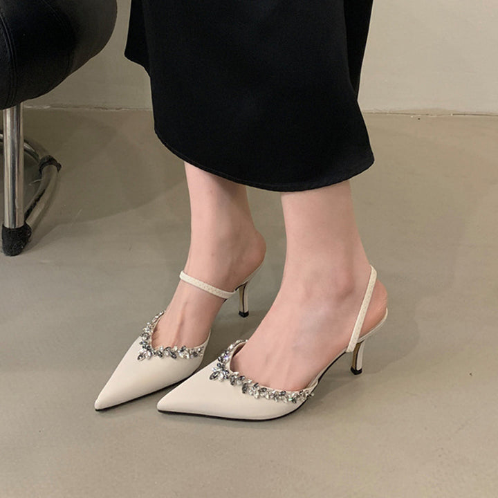Dame Slingback Pumps med elegante strassdekorationer Stilla