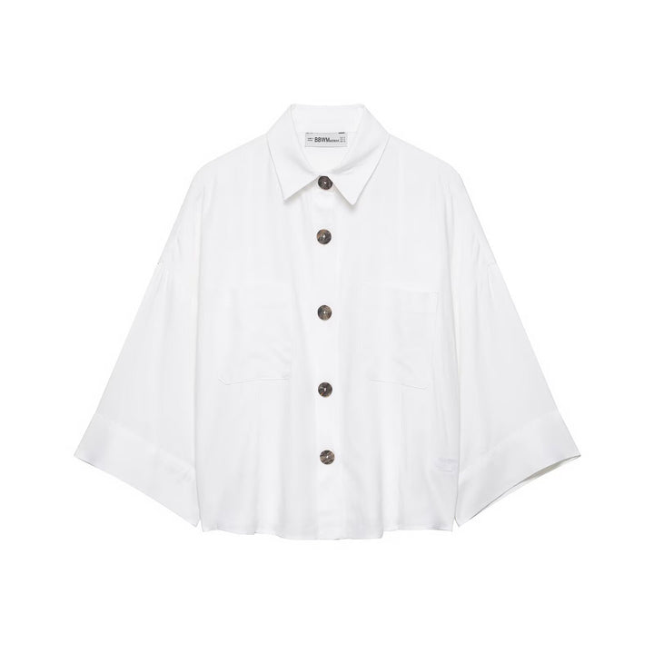 Dame afslappet skjortebluse med oversized snit og praktiske lommer Skovae