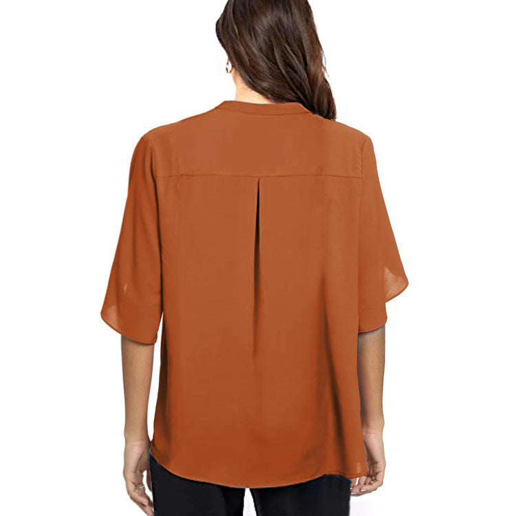 Damer Elegant Bluse med svingende ærmer og knaplukning Stilla