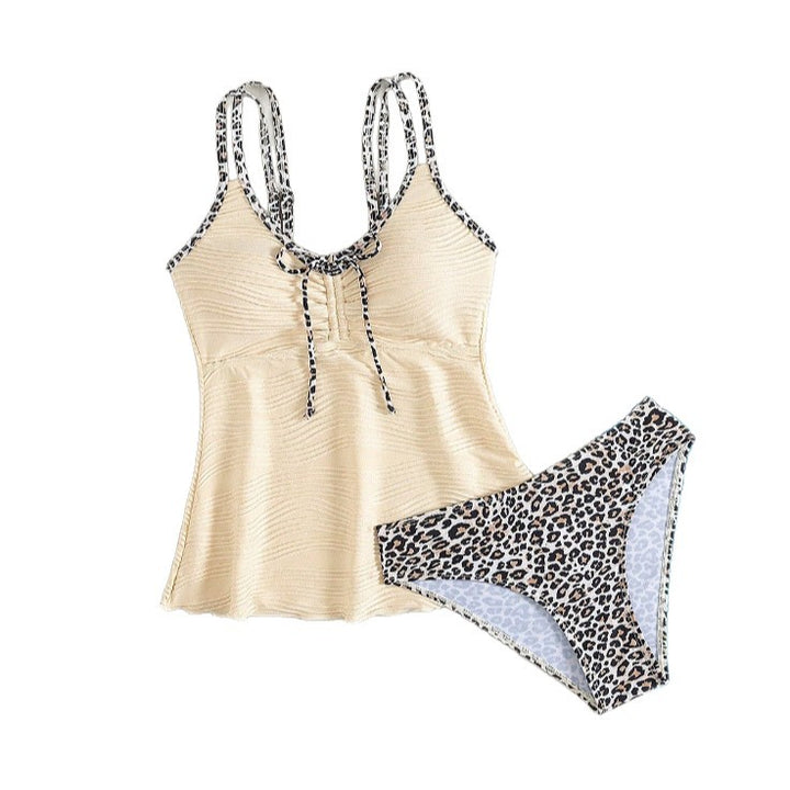 Dame Tankini med fashionabel flæseomsluttet overdel og dyreprint Skovae