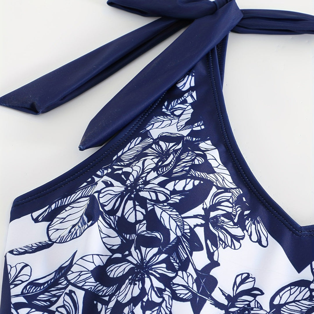 Dame one-piece badeshorts med blomster overtræk Skovae