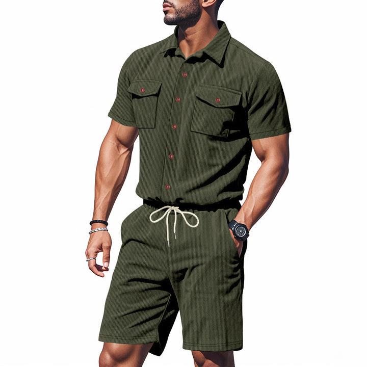 Herrer shorts-jakkesæt med struktureret design og praktische lommer Stilla
