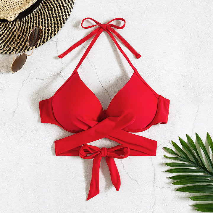 Dame triangel-bikini med elegant omslagdesign Skovae