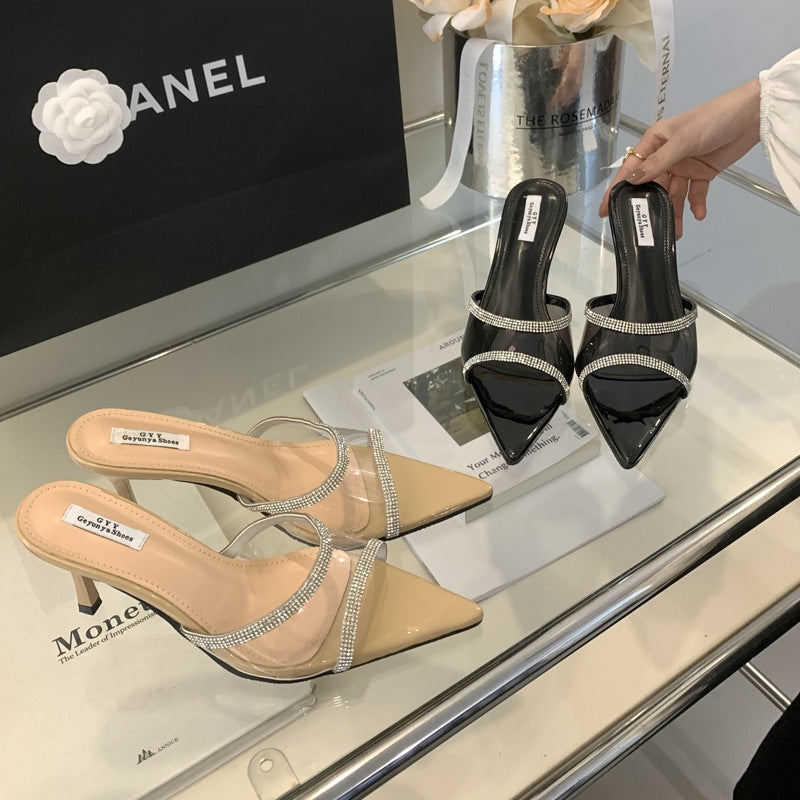 Dame Peeptoe High Heels med funklede Strassforzieringer og elegant design Stilla