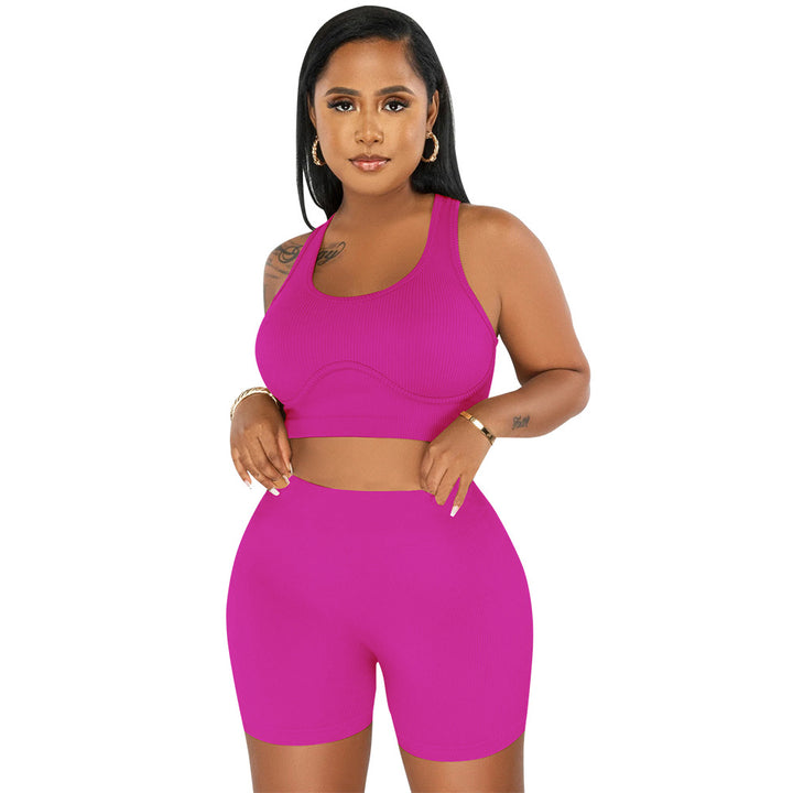 Damer Sporty Crop-Top og Shorts Sæt Stilla