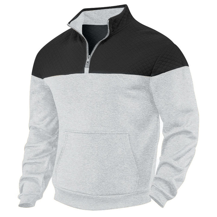 Herren nan gesteppt halv lynlås sweatshirt med kængurulomme og høj krave Skovae