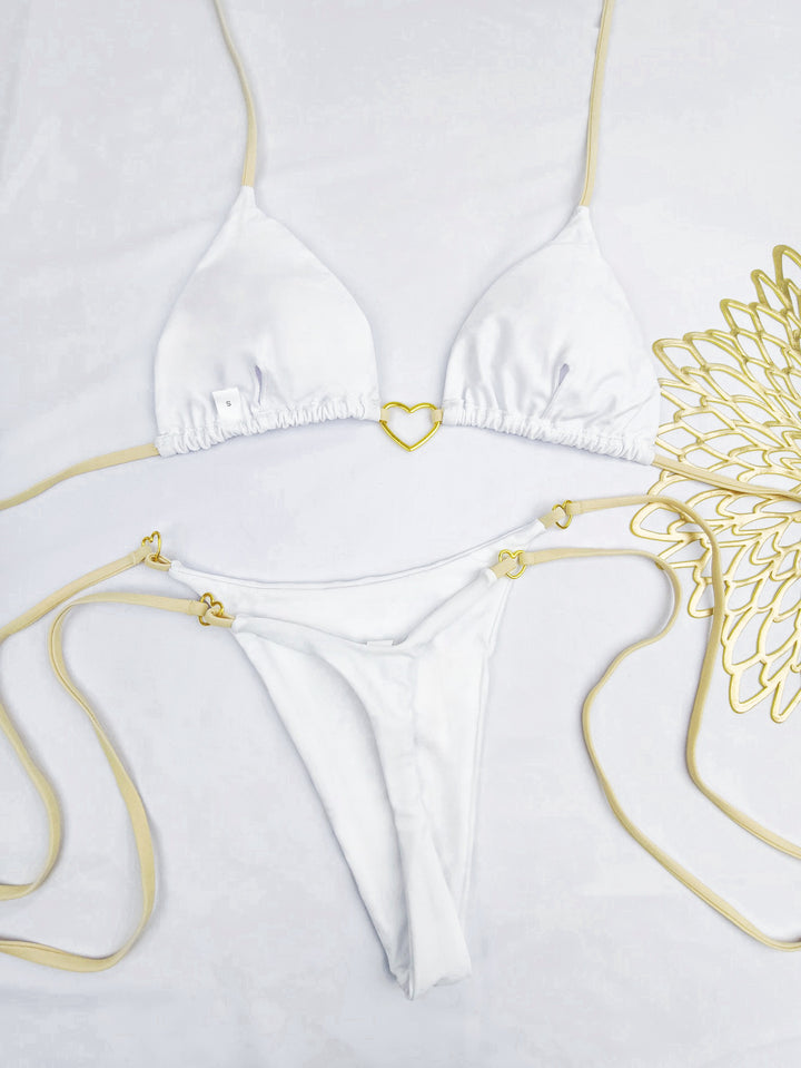 Dame Bikini-sæt med hjerteformet detalje og justerbare stropper Skovae